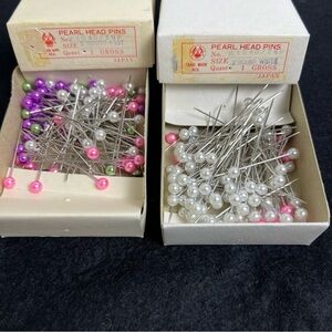 Vintage Pearl Head Pins Lot 2” Corsage Hat Dressmaking Japan